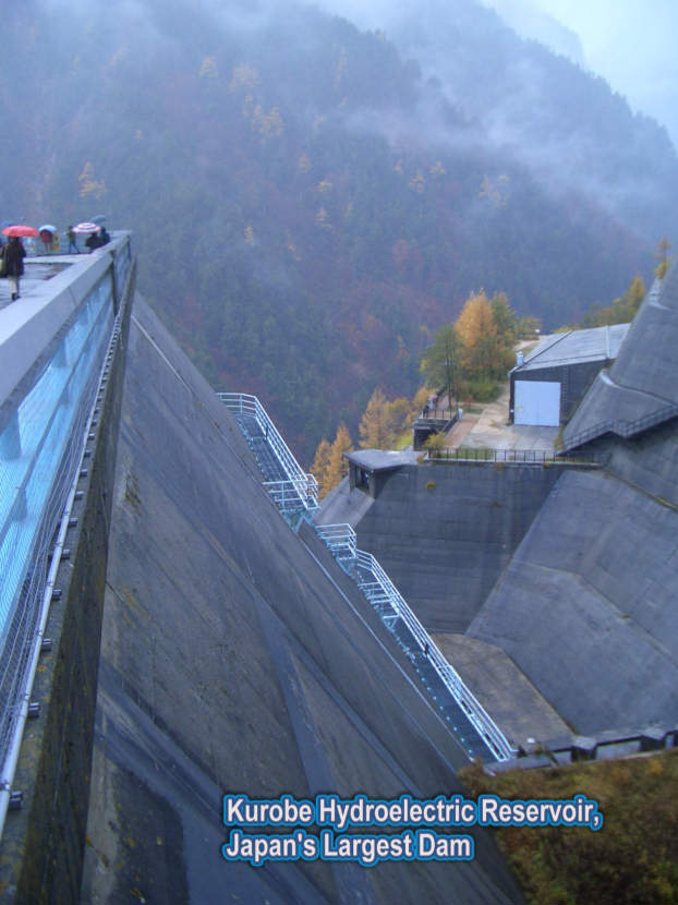 The massive hydroelectric dam at Kurobe